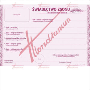 Świadectwo zgonu – 20/09087/1